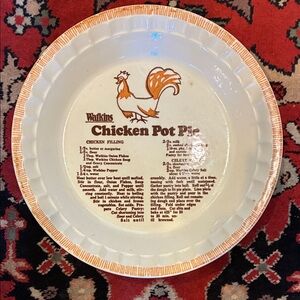 Vtg Watkins Chicken Pot Pie Pie Plate